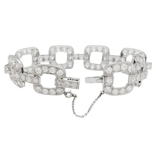 Bracelet Bracelet en platine serti de diamants taille ancienne. 58 Facettes 31228