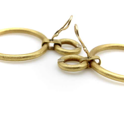 Boucles d'oreilles Vintage 14K Gold Florentine Finish Double Hoop Earrings 58 Facettes