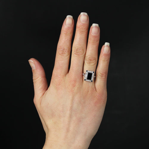 Bague 55 Bague platine saphir diamant art déco 58 Facettes 23-374