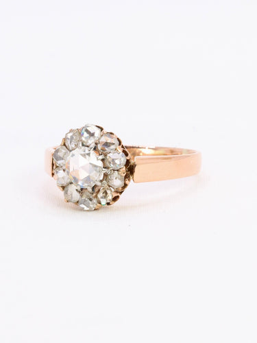 Bague 58 Bague marguerite or rose diamants taille rose 0.7 carat 58 Facettes 1090.4