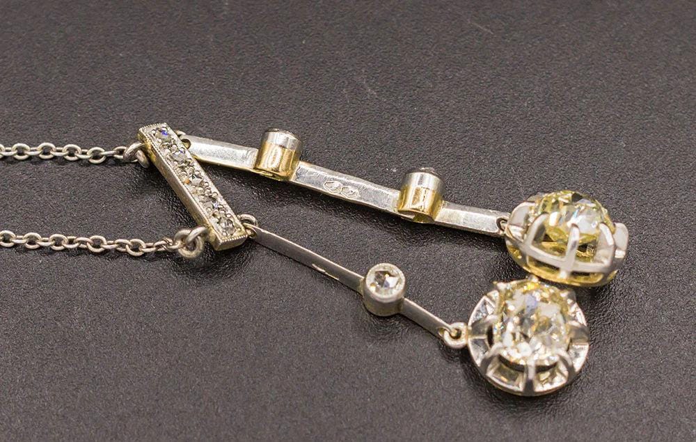 Collier Collier Négligé Or Jaune Platine Diamants 1920 58 Facettes A9063