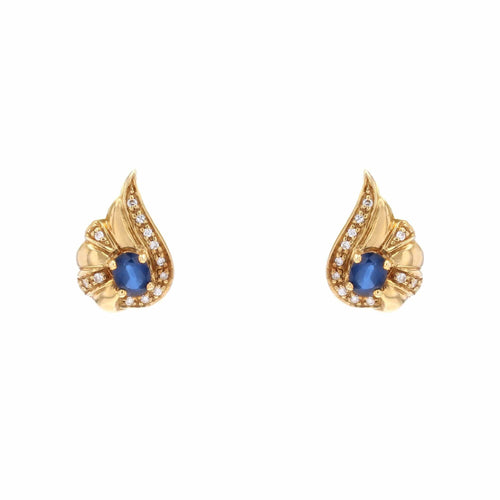 Boucles d'oreilles Boucles d'oreilles noeud saphirs diamants or jaune 58 Facettes 24-332B