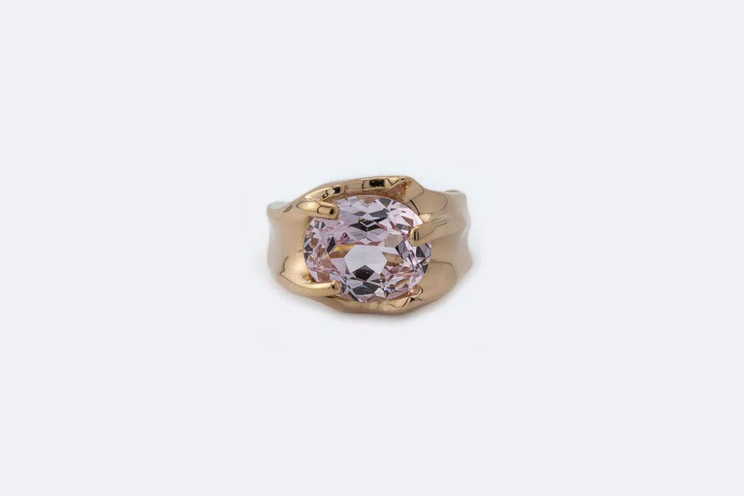 Bague 50 Bague en or jaune avec quartz rose 58 Facettes anl793