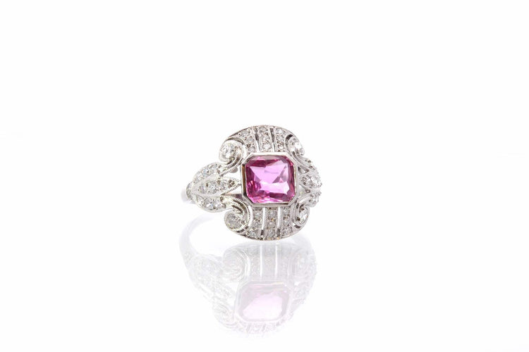 Bague 52 Bague Platine Saphir rose Diamants 58 Facettes 25552 25293