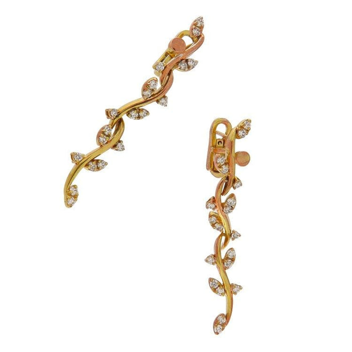 Boucles d'oreilles Boucles d'oreilles pendantes en or jaune et rose avec diamants 58 Facettes G3545
