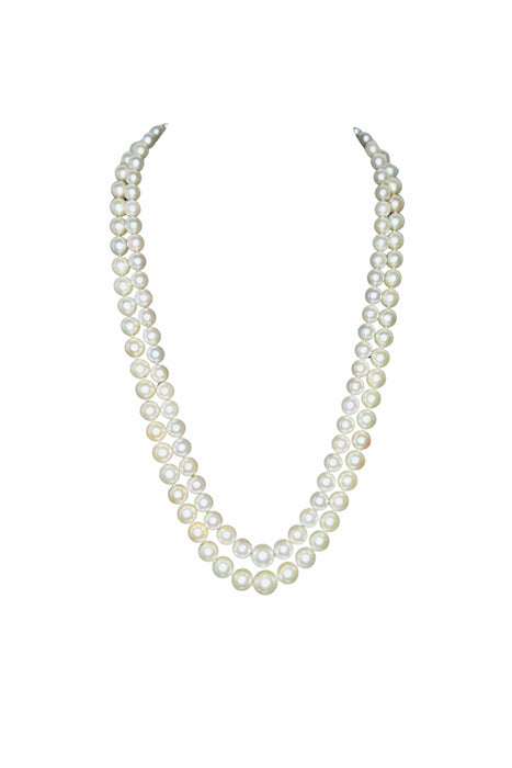 Collier Collier Double Rangs 124 Perles de culture, fermoir or et diamants 58 Facettes