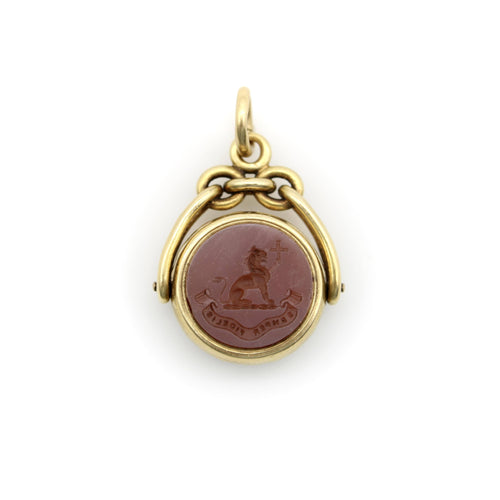 Gantelet pivotant victorien en or 18 carats avec boussole et intaille en pierre dure