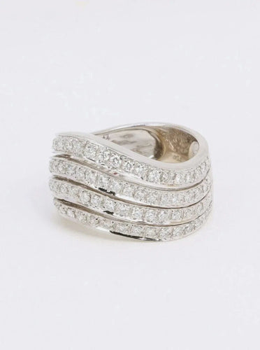 Bague vague vintage or blanc diamants 2,5ct