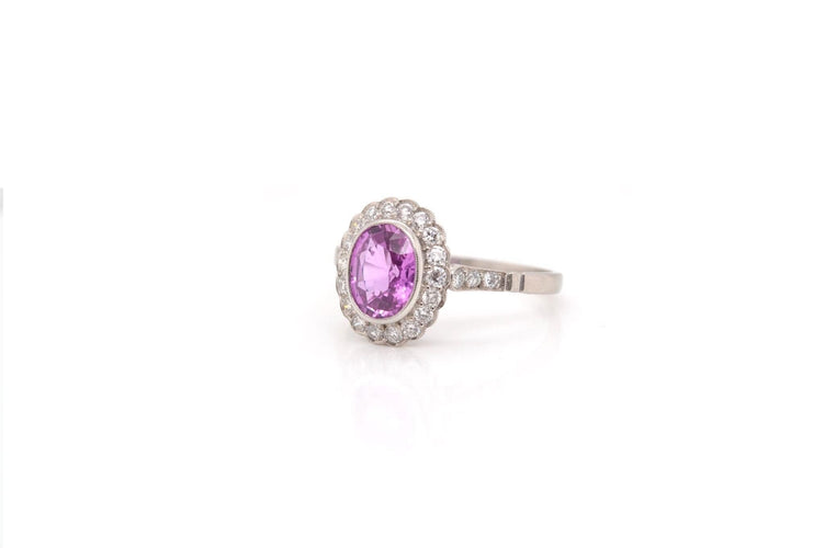 Bague 55 Bague Platine Saphir rose Diamants 58 Facettes 24085