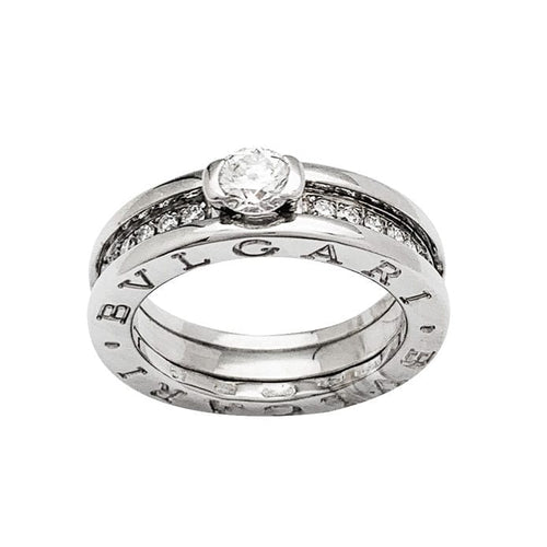 Bague Bulgari, "B.Zero1", or blanc et diamants.