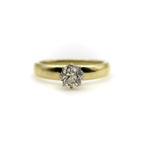 Bague 54 18K Gold .90 Carat Old Mine Cut Engagement Ring 58 Facettes