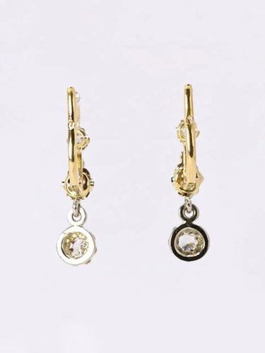 Boucles d'oreilles Dormeuses anciennes or jaune platine diamants Old Single Cut 58 Facettes 1019.1