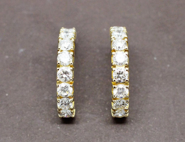 Boucles d'oreilles Demi-Créoles Or Jaune Pavées Diamants 58 Facettes A7037