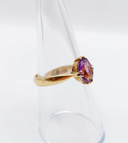 Bague 53.5 Bague cocktail art deco or jaune 18k ornée d'une améthyste 2,12 carats en sertis griffes 58 Facettes A04967