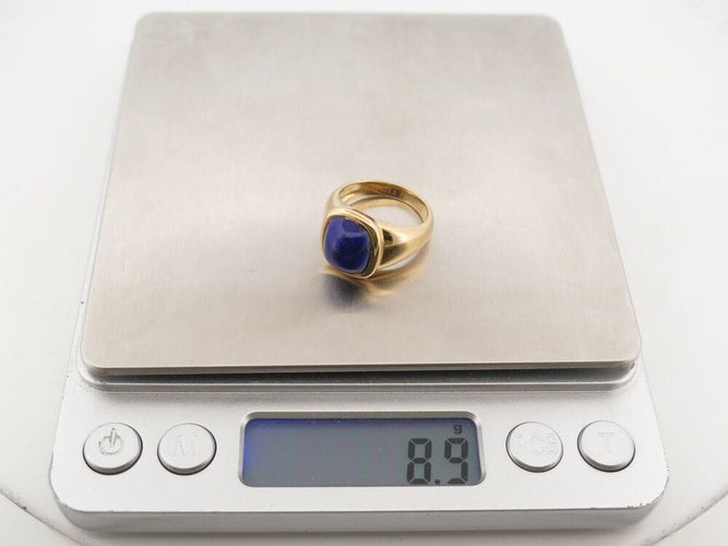 Bague 53 vintage bague HERMES cabochon lapis lazuli en or jaune 18k t 53 ecrin 58 Facettes 267840