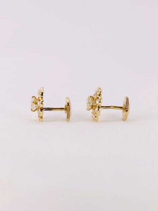 Boucles d'oreilles Boucles d'oreilles fleur or jaune diamants 58 Facettes J539