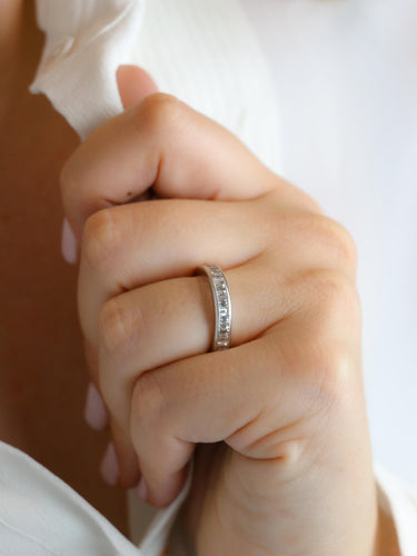 Bague 54 Alliance diamants baguette or blanc 58 Facettes 1163.13