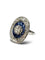 Bague ancienne or blanc saphirs et diamants 1,6 ct