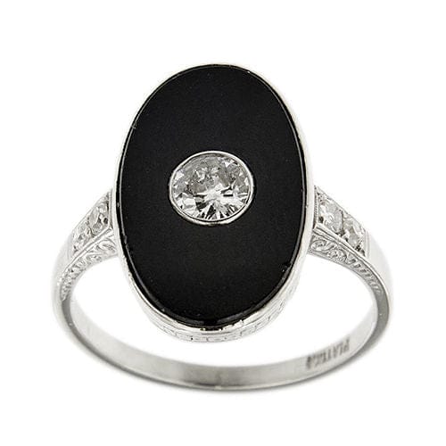 Bague 56 Bague Art Déco avec onyx et diamants 58 Facettes 37817