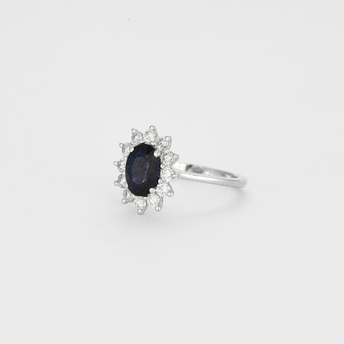 Bague Bague or blanc saphir et diamants 58 Facettes