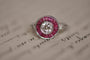 Bague 53 Antique white gold ruby old mine diamond ring 58 Facettes