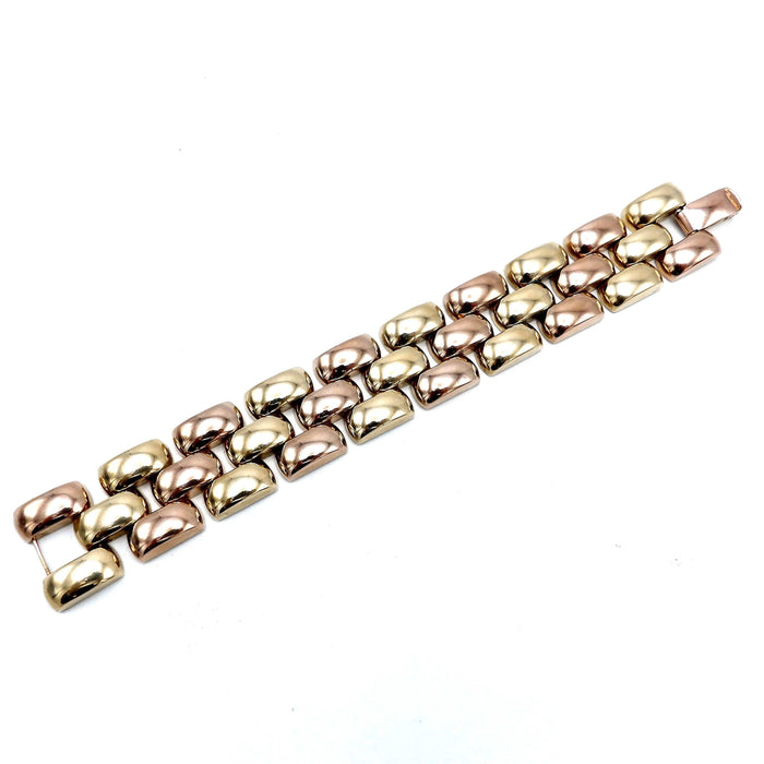 Bracelet Bracelet tank à maillons alternés en or rose et jaune 58 Facettes