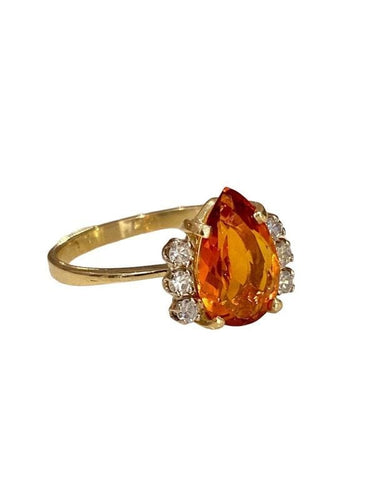 Bague 55.5 Bague or jaune citrine et diamants 58 Facettes