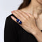Bague Bague vintage en or jaune 18 carats avec diamants et lapis-lazuli, style abstrait, années 70, taille 5, bijoux de domaine 58 Facettes G13579