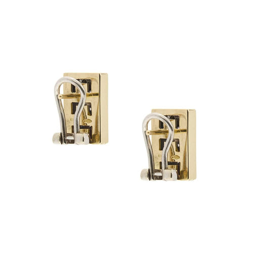 Boucles d'oreilles Boucles d'oreilles rectangulaires en or jaune et blanc avec diamants 58 Facettes 34505