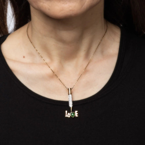 Collier Collier crayon diamant Love des années 70, bijou vintage en or jaune 14 carats et jade 58 Facettes G13666