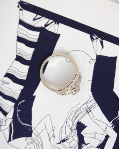 Bague 53 Bague Art Déco Or Gris et Diamants 58 Facettes A11371