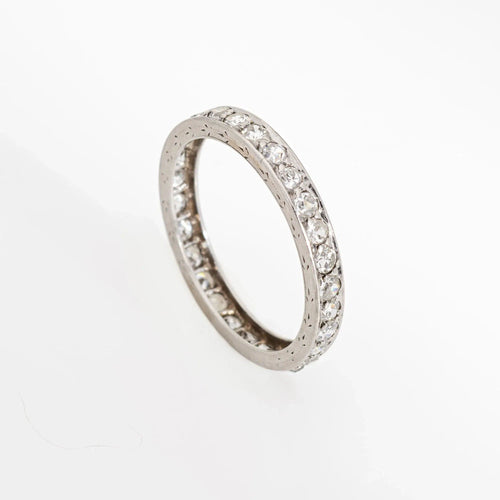 Bague Vintage Deco Diamond Band Sz 5.75 Platinum Wedding Ring Eternity Fine Jewelry 58 Facettes G13359