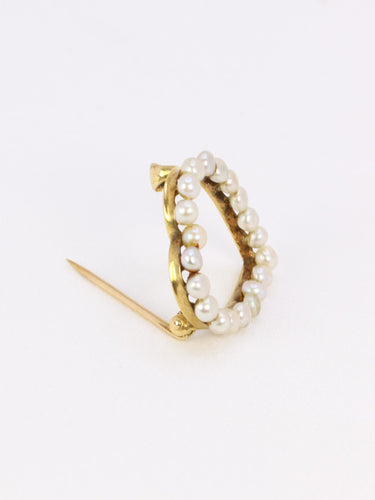 Broche Broche ancienne coeur perles fines or jaune 58 Facettes 1102.5