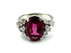 Bague 54 Bague vintage or blanc 18K, tourmaline rose et diamants 58 Facettes