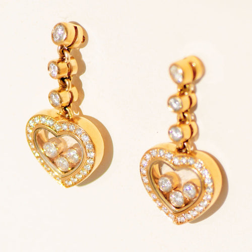 Boucles d'oreilles Chopard - Ohrstecker Happy Diamonds en or jaune 18k et diamants 58 Facettes 3285