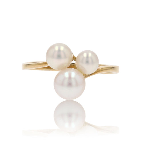 Bague 51 Bague trio perles de culture or jaune 58 Facettes 24-337C