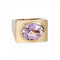 Bague 53 Bague carrée en kunzite des années 70, anneau lourd, vintage, or jaune 14 carats 58 Facettes G13895