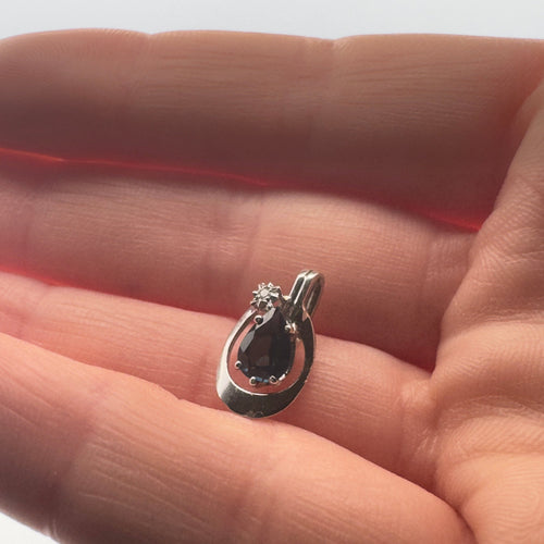 Pendentif Or Blanc, Saphir & Diamant