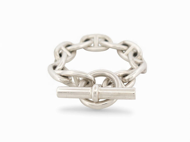 bracelet HERMES chaine d'ancre tgm 12 maillons 16.5 cm argent massif 925