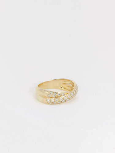 Bague 52 Bague double vintage en or jaune et diamants 58 Facettes J125