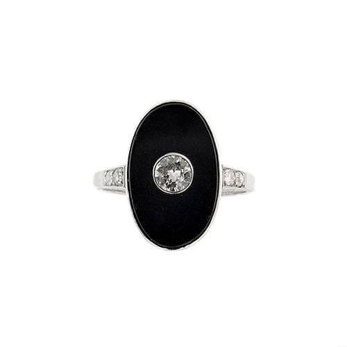 Bague 56 Bague Art Déco avec onyx et diamants 58 Facettes 37817