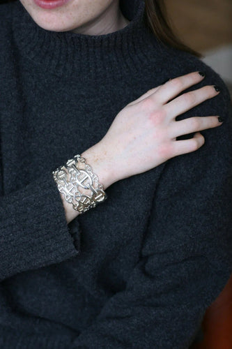 Bracelet Bracelet Manchette Hermès Chaîne d'Ancre Enchaînée Argent 58 Facettes