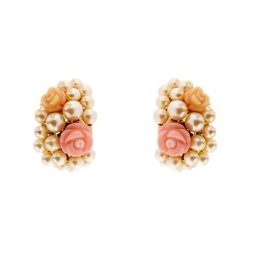 Boucles d'oreilles Boucles d'oreilles avec perles et coraux roses 58 Facettes 38665