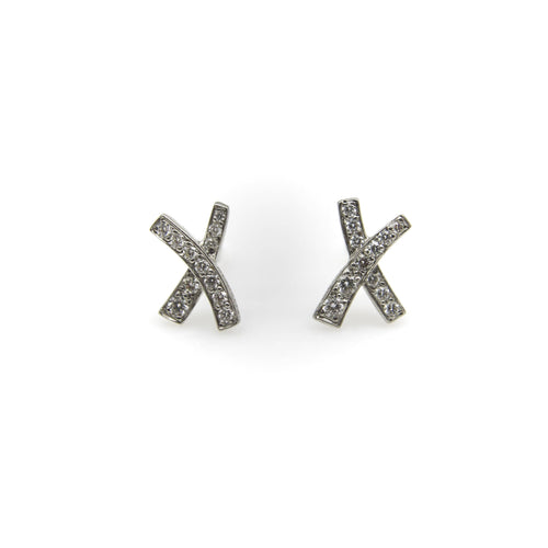 Boucles d'oreilles Paloma Picasso pour Tiffany & Co. - Boucles d'oreilles vintage Kiss en platine et diamants 58 Facettes A20039