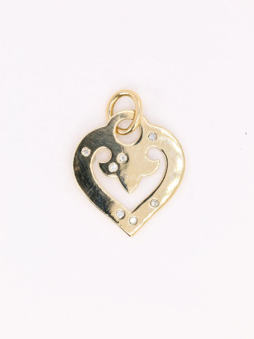 Pendentif OJ PERRIN - Pendentif coeur or jaune diamants 58 Facettes J614