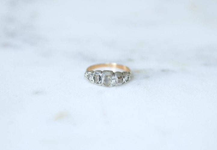 Bague 51 Bague Jarretière Diamants Taillés en Table et en Rose 58 Facettes