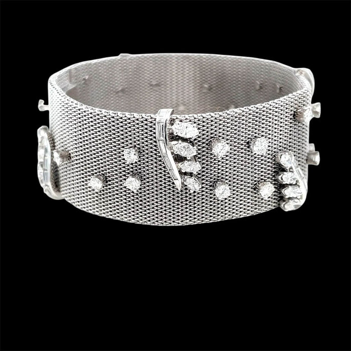 Bracelet Bracelet rétro en tissu platine avec diamants de 7,50 ct 58 Facettes