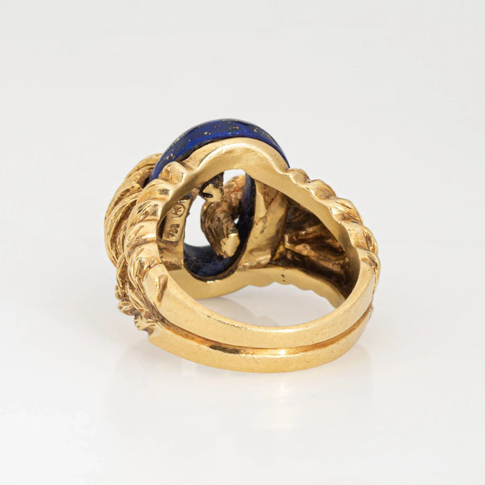 Bague 54 Bague Lapis Lazuli des années 70 Ovale Vintage Or Jaune 58 Facettes G13413