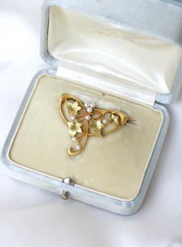 Broche Hubert Martincourt Broche Art Nouveau or jaune et perles 58 Facettes