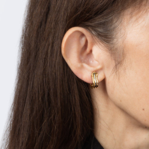 Boucles d'oreilles CARTIER - Boucles d'oreilles Double C vintage années 90 3 ors 58 Facettes G14152